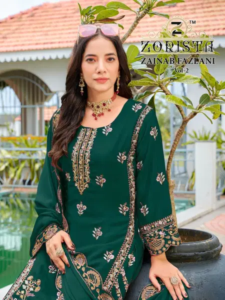 10015 A To D By Zorista Chinon Silk Pakistani Plazzo Suits Wholesale Online

